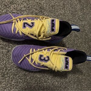 Mens Nike LeBron James 16 Purple and Yellow Sneakers